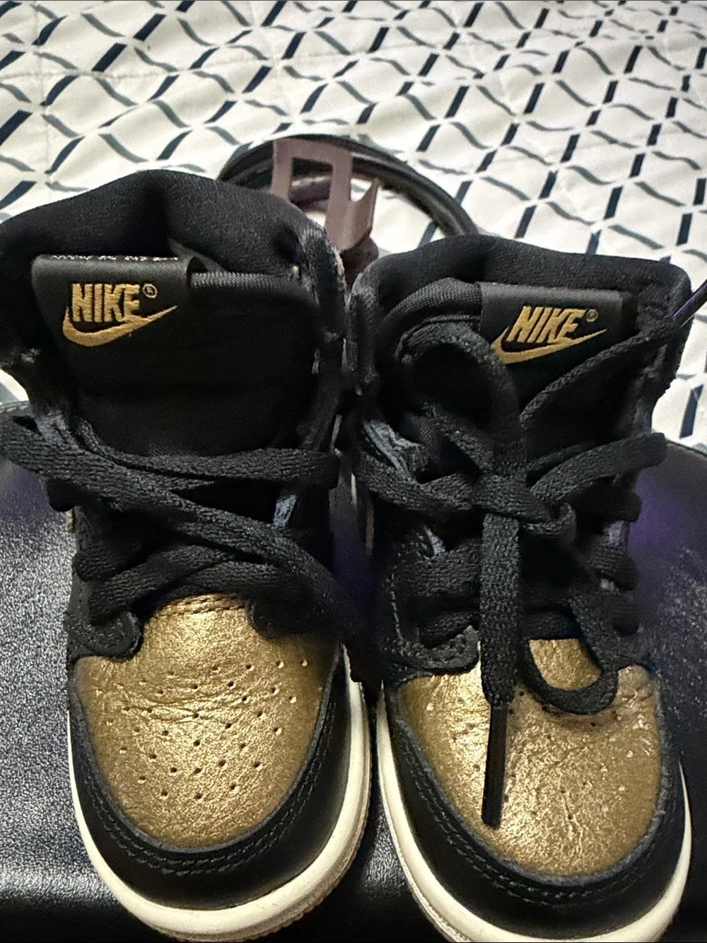 Nike Kids Black and Gold High-Top Sneakers